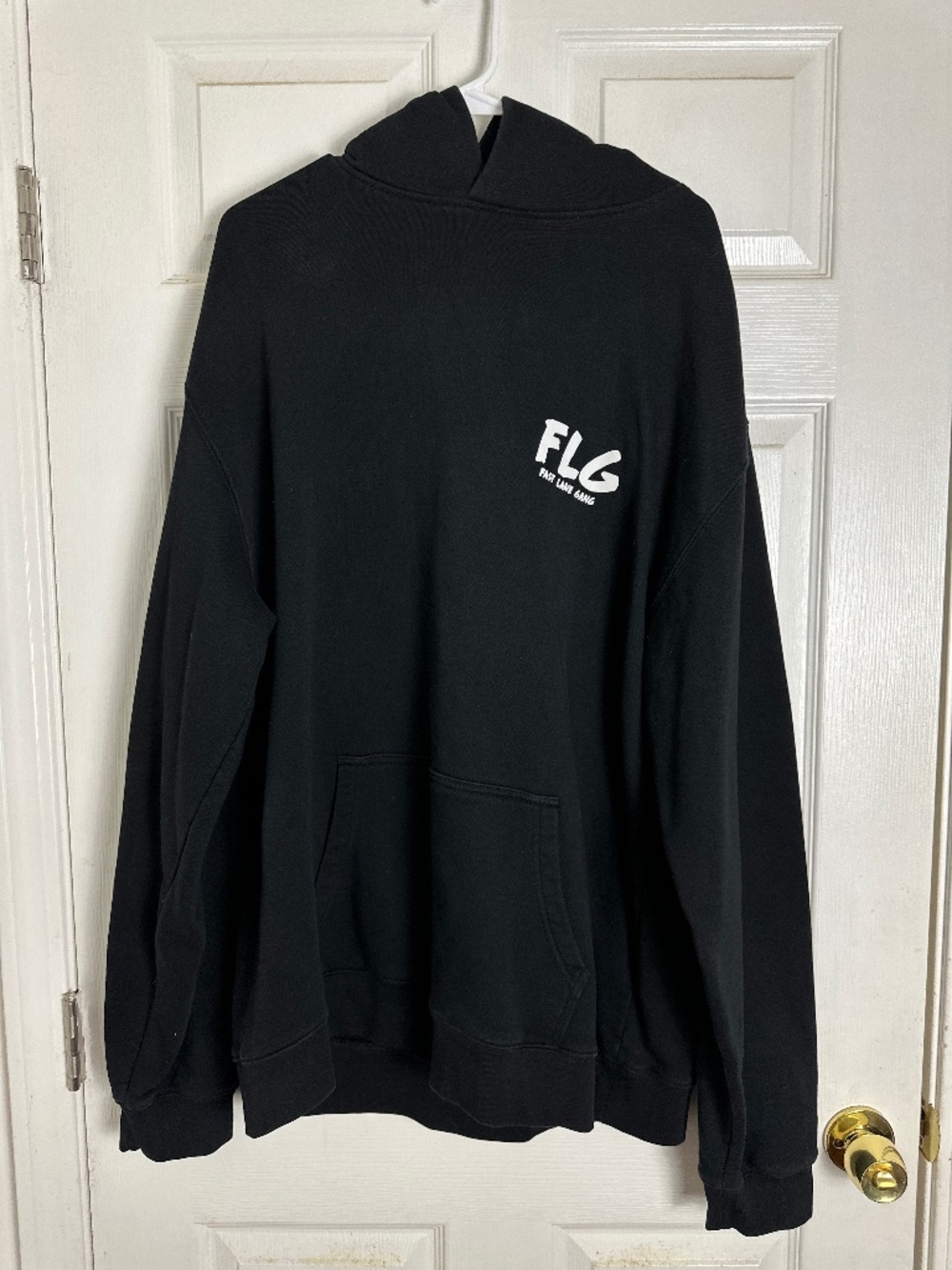 FLG Fast Lane Gang Bike Moto Biker Black Long Sleeve Gapped Hoodie Men Size 2X